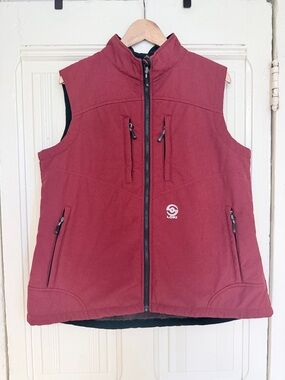 Loki Maroon Quilted Vest with Zipper Pockets convertible to Backpack Size: Large
